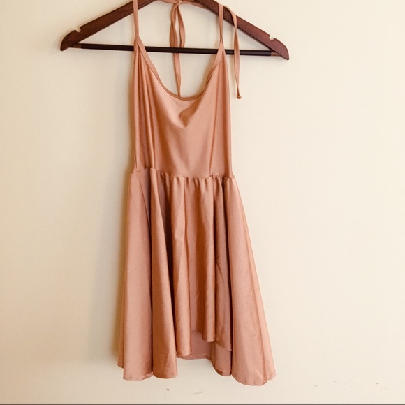 American Apparel Peach Figure Skater Dress Shiny S - Picture 3 of 6